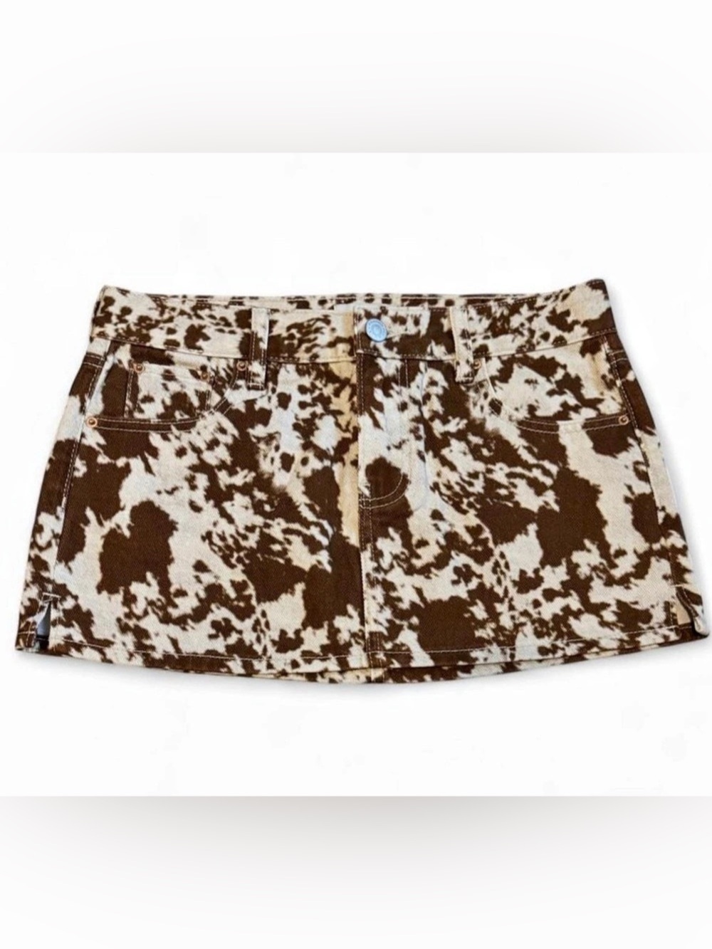 PacSun Cow Print Low Rise Denim Micro Skirt